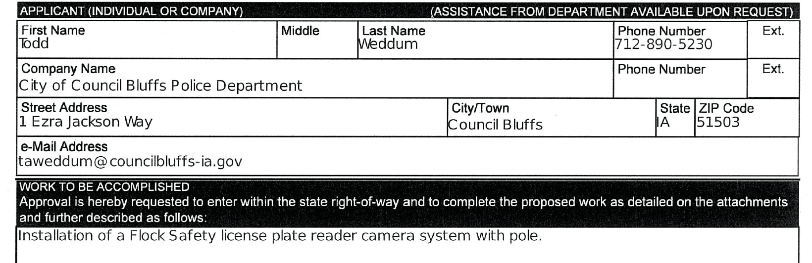 Council Bluffs Permit Application