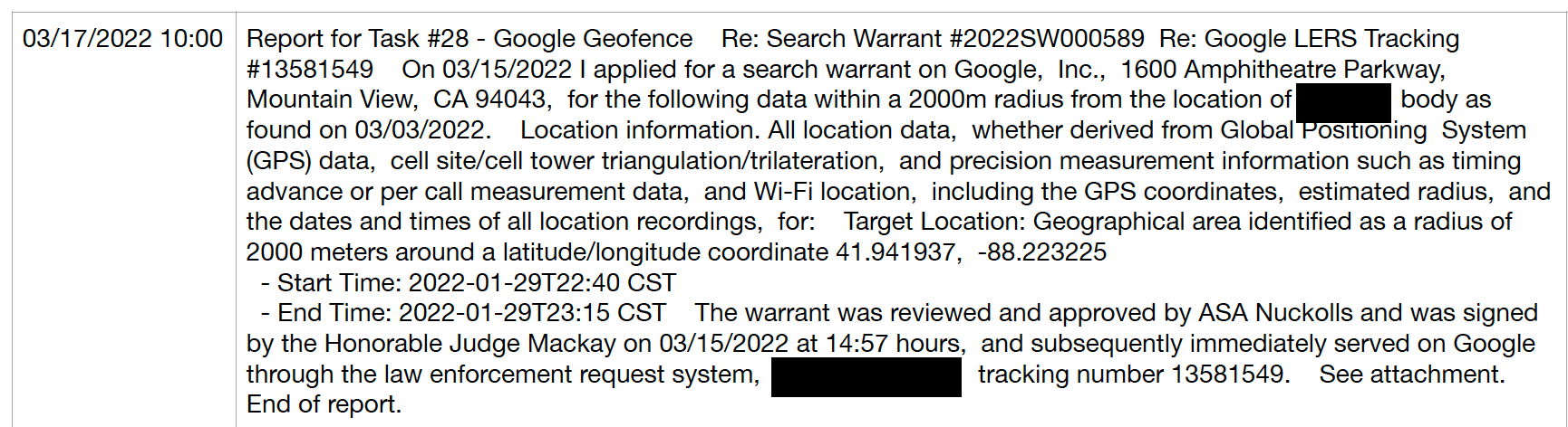 Geofence warrant