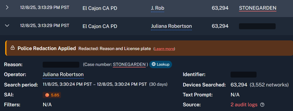 Stonegarden Search El Cajon PD