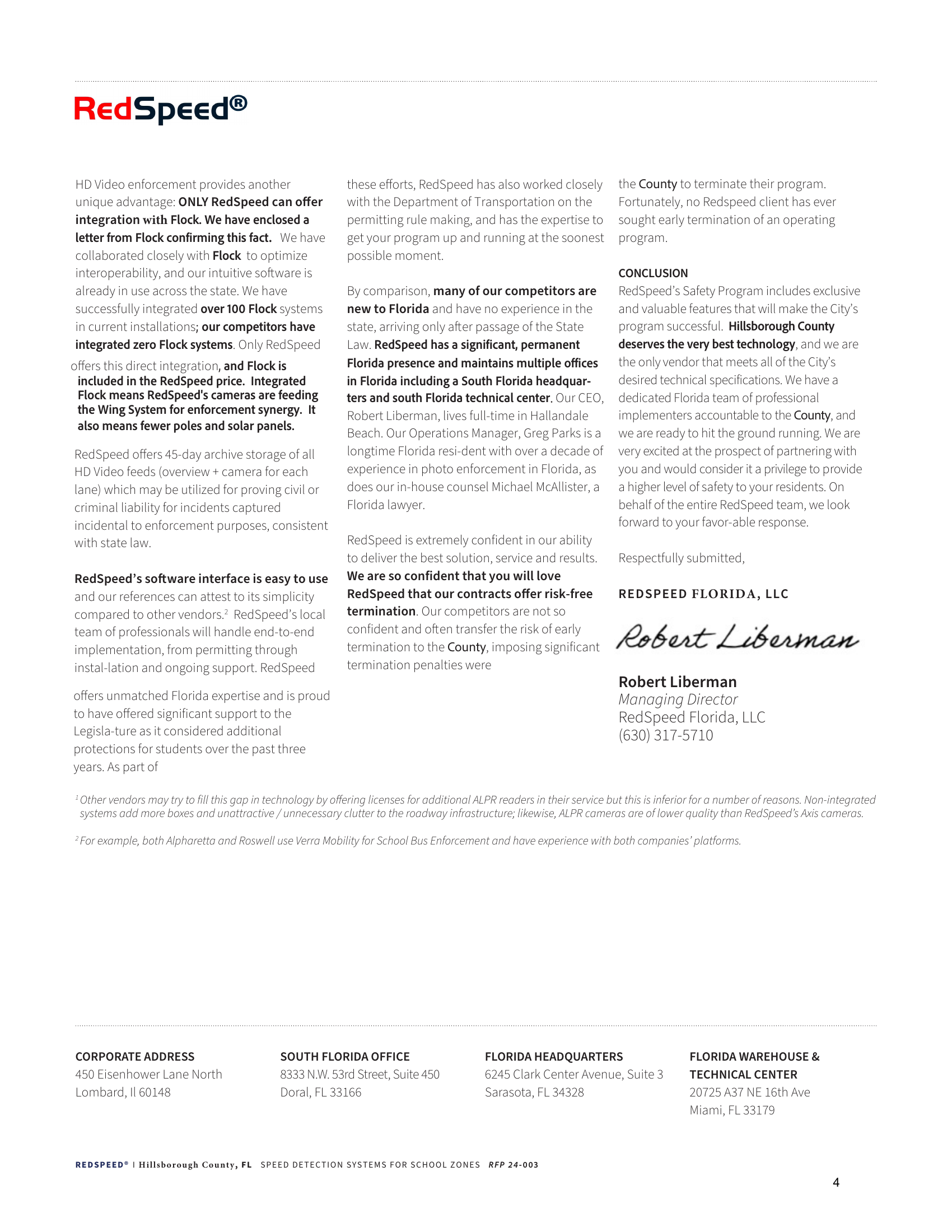 RedSpeed transmittal — Flock integration claims