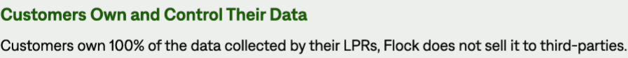 "Customers own 100% of the data collected"